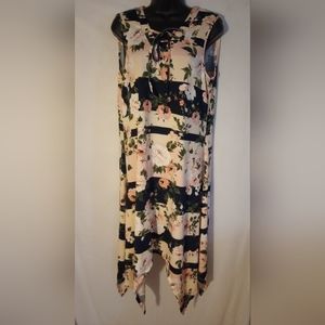 Nina Leonard Women's Floral Asymmetrical Midi Dress